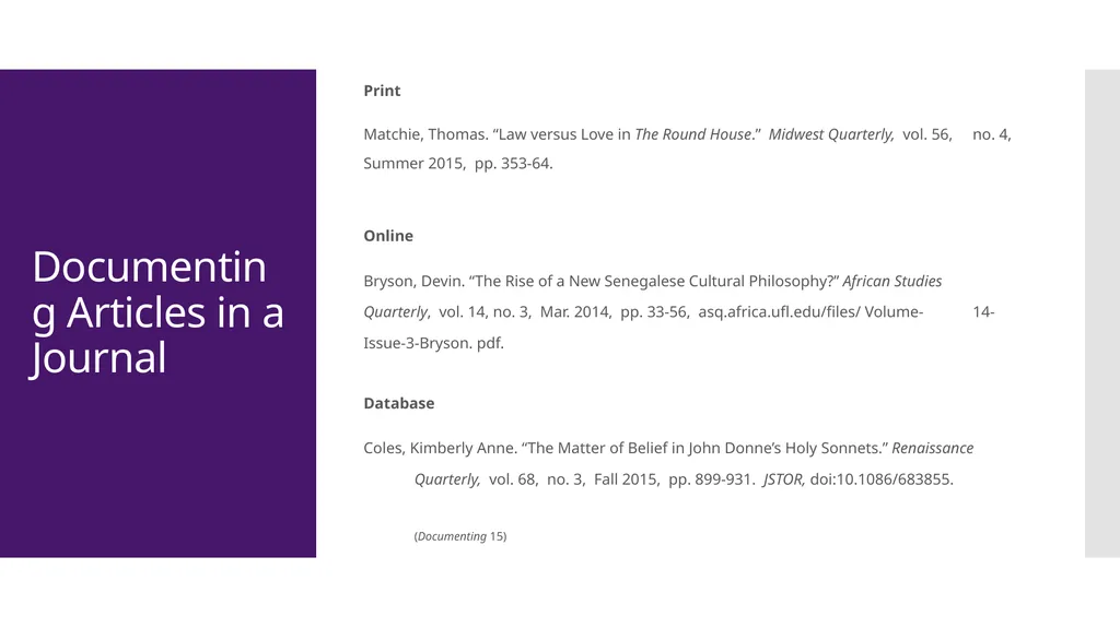 MLA Style 8th Edition The Basics The University of - slide 24 of 49