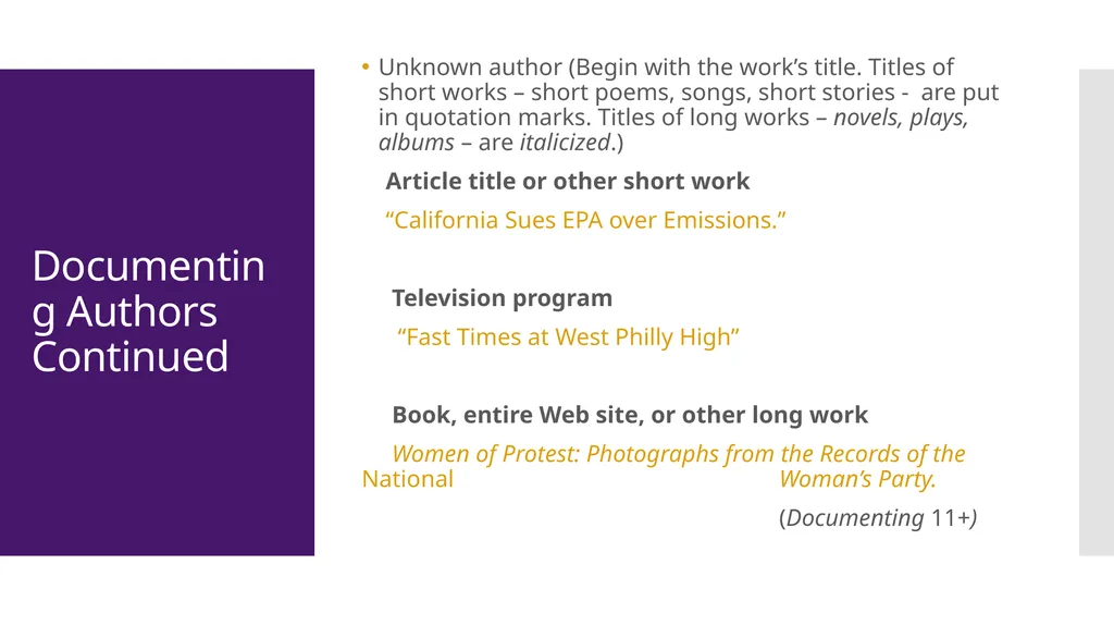 MLA Style 8th Edition The Basics The University of - slide 19 of 49