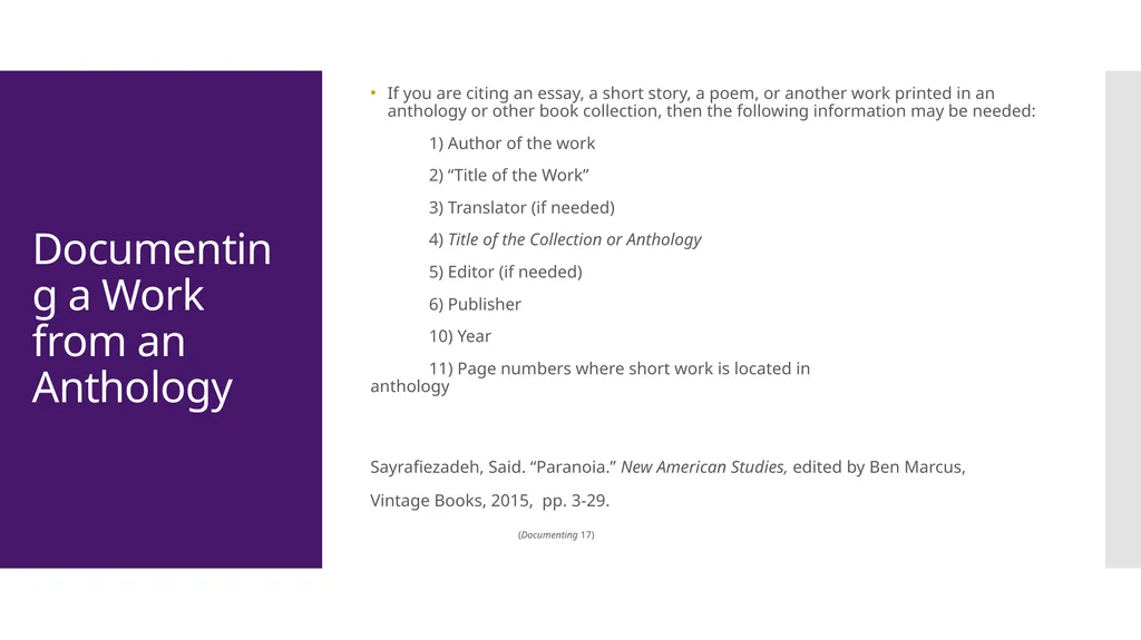 MLA Style 8th Edition The Basics The University of - slide 30 of 49