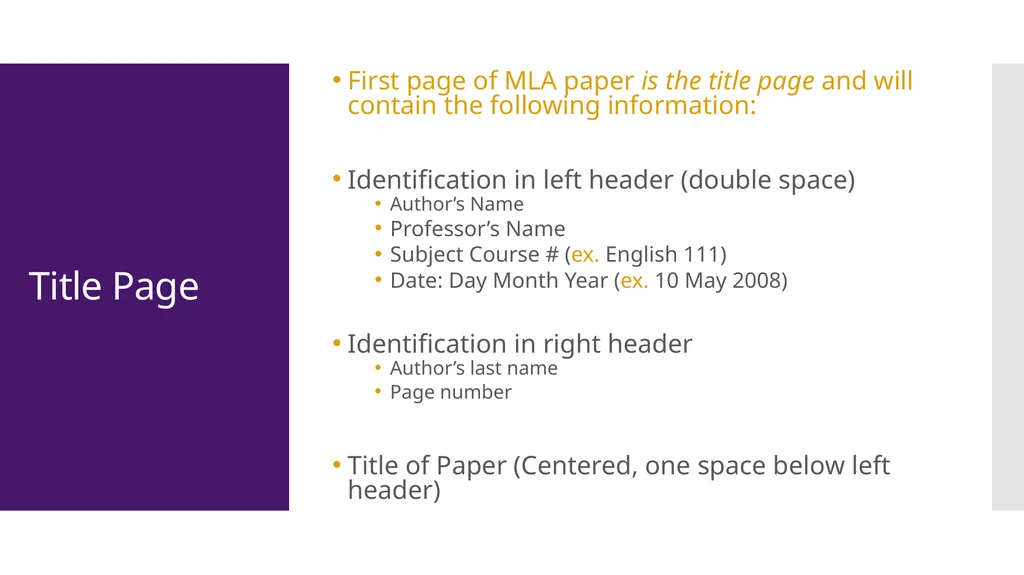 MLA Style 8th Edition The Basics The University of - slide 3 of 49