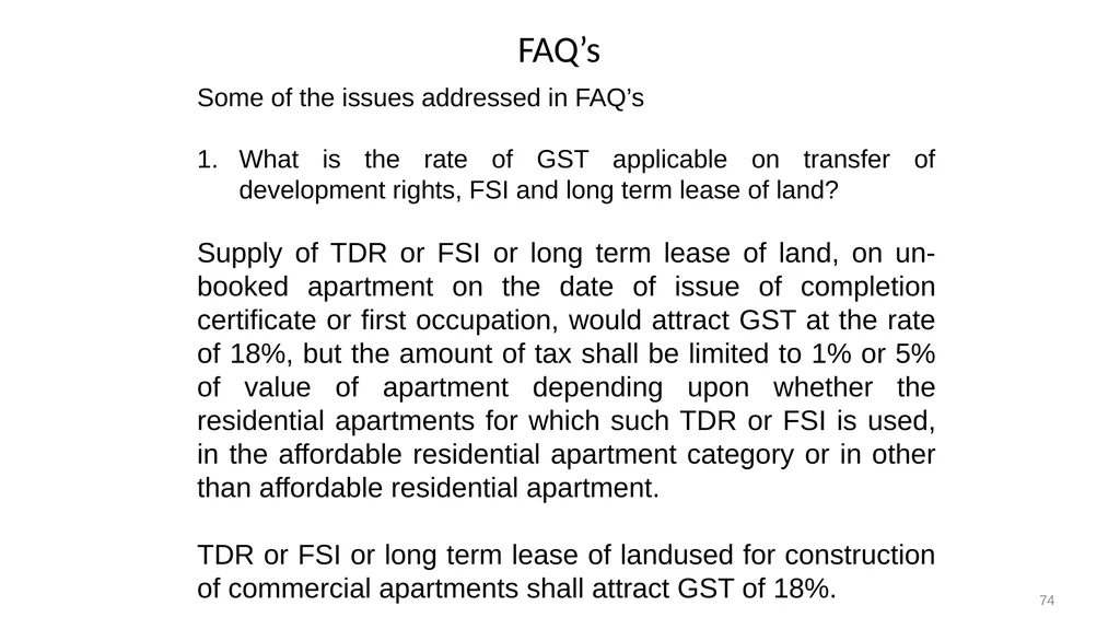 JDA – GST Issues and Implications on Developers - slide 74 of 81