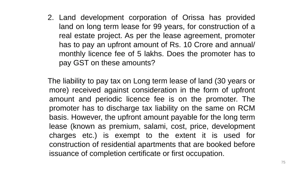 JDA – GST Issues and Implications on Developers - slide 75 of 81
