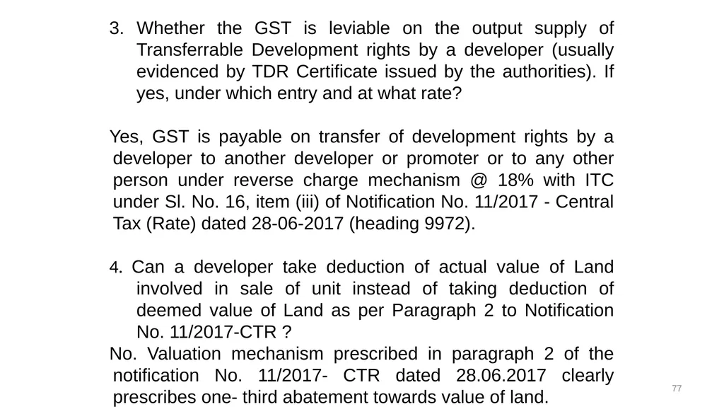 JDA – GST Issues and Implications on Developers - slide 77 of 81