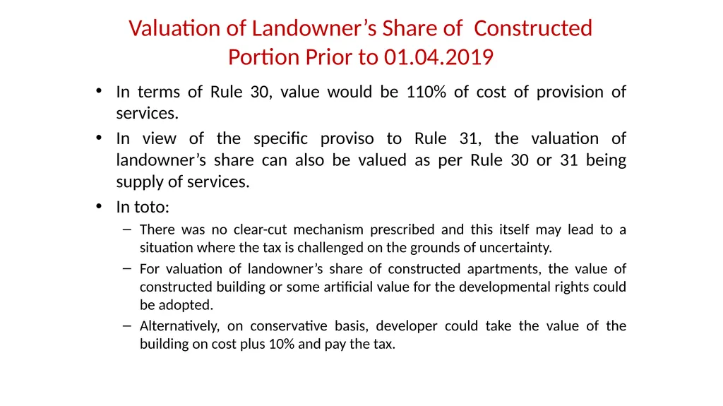 JDA – GST Issues and Implications on Developers - slide 52 of 81