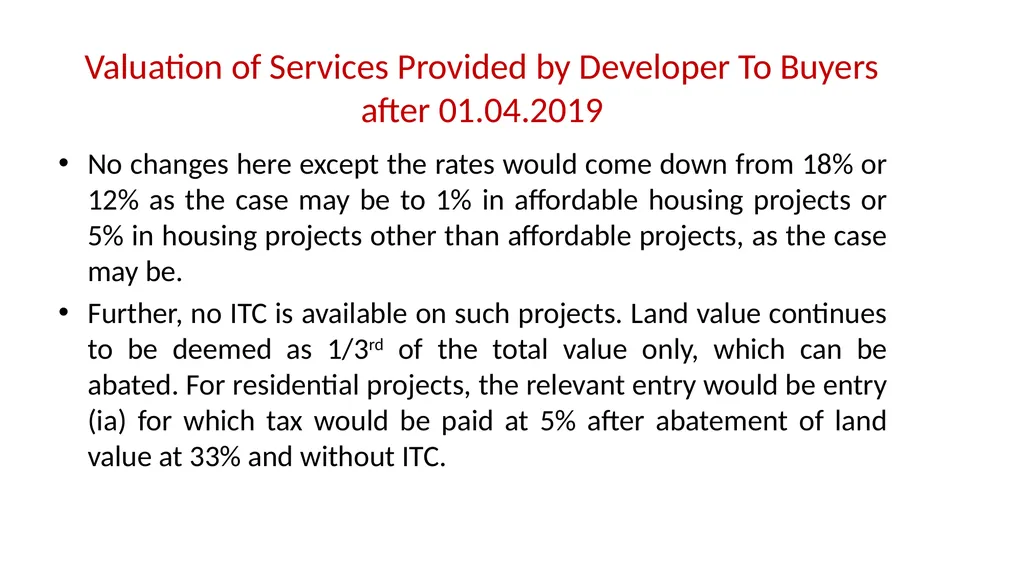 JDA – GST Issues and Implications on Developers - slide 72 of 81