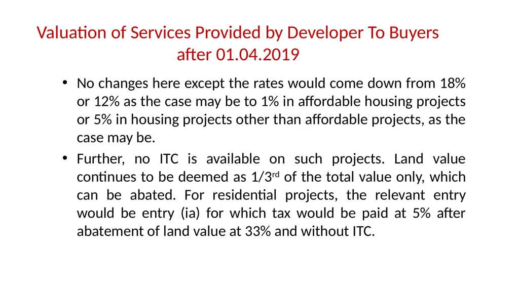 JDA – GST Issues and Implications on Developers - slide 73 of 81