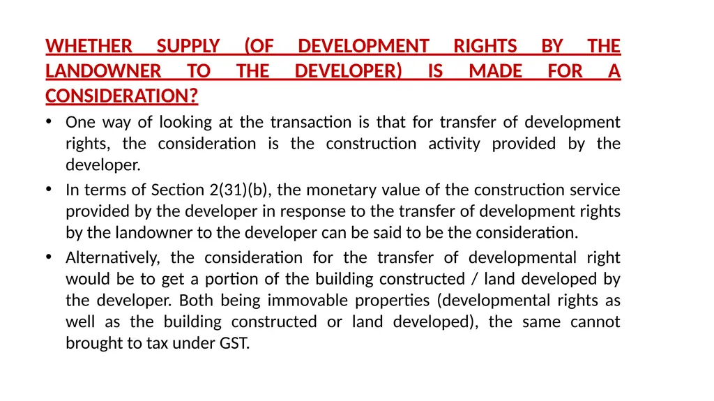 JDA – GST Issues and Implications on Developers - slide 45 of 81