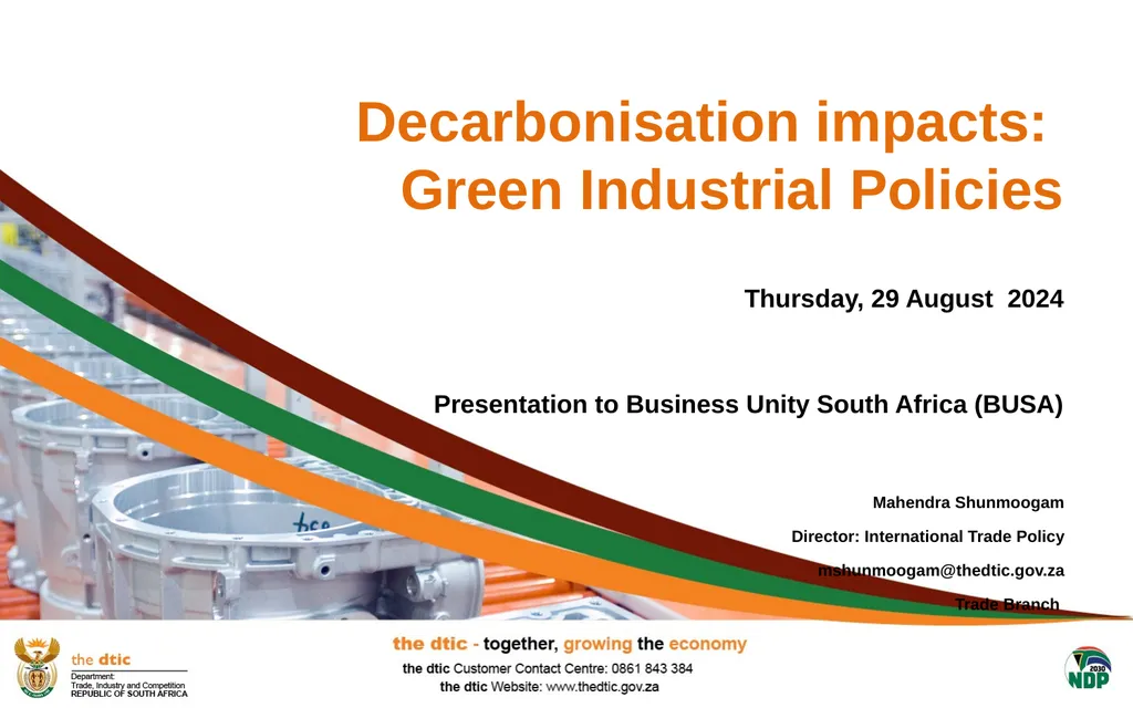 Decarbonisation impacts: Green Industrial Policies - slide 1 of 14