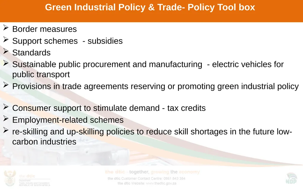 Decarbonisation impacts: Green Industrial Policies - slide 12 of 14