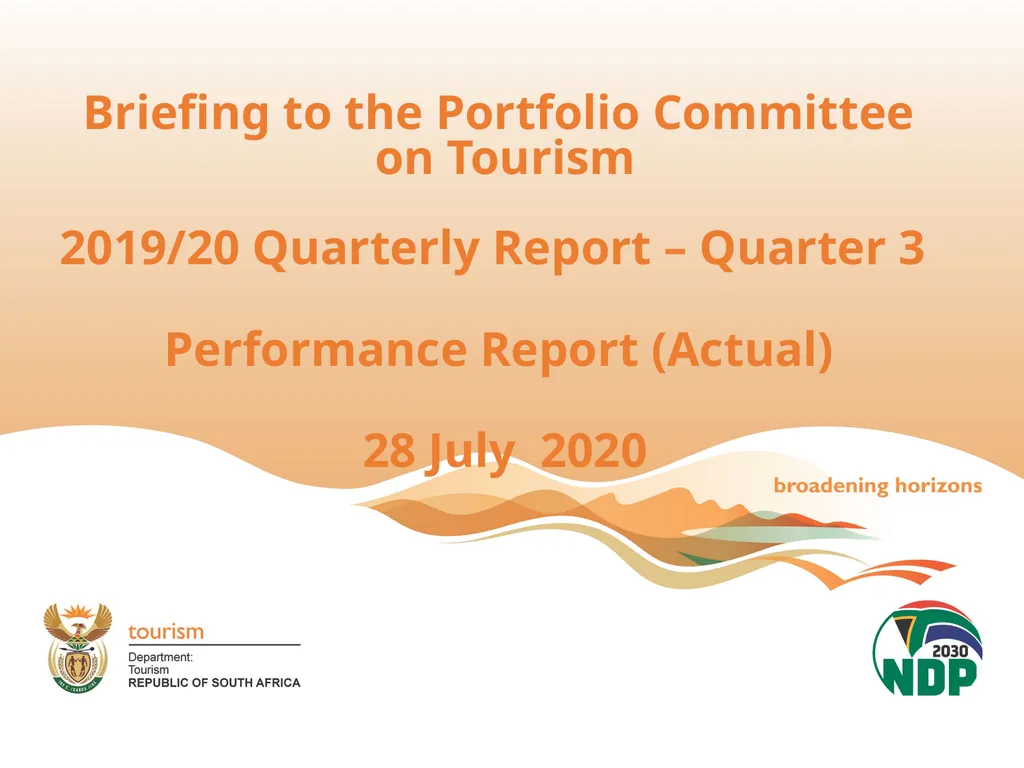 Briefing to the Portfolio Committee on Tourism - slide 1 of 70