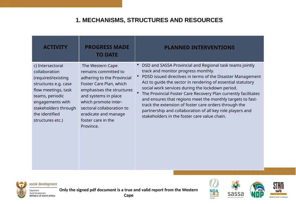 FOSTER CARE PROGRESS REPORT ON THE IMPLEMENTATION - slide 56 of 77