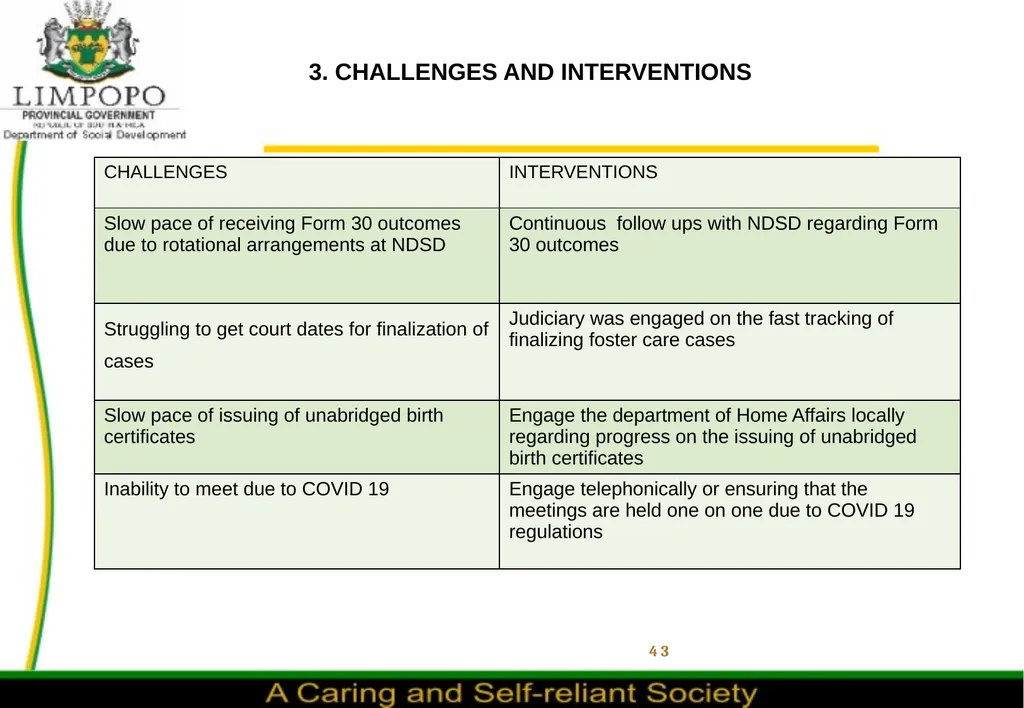 FOSTER CARE PROGRESS REPORT ON THE IMPLEMENTATION - slide 45 of 77