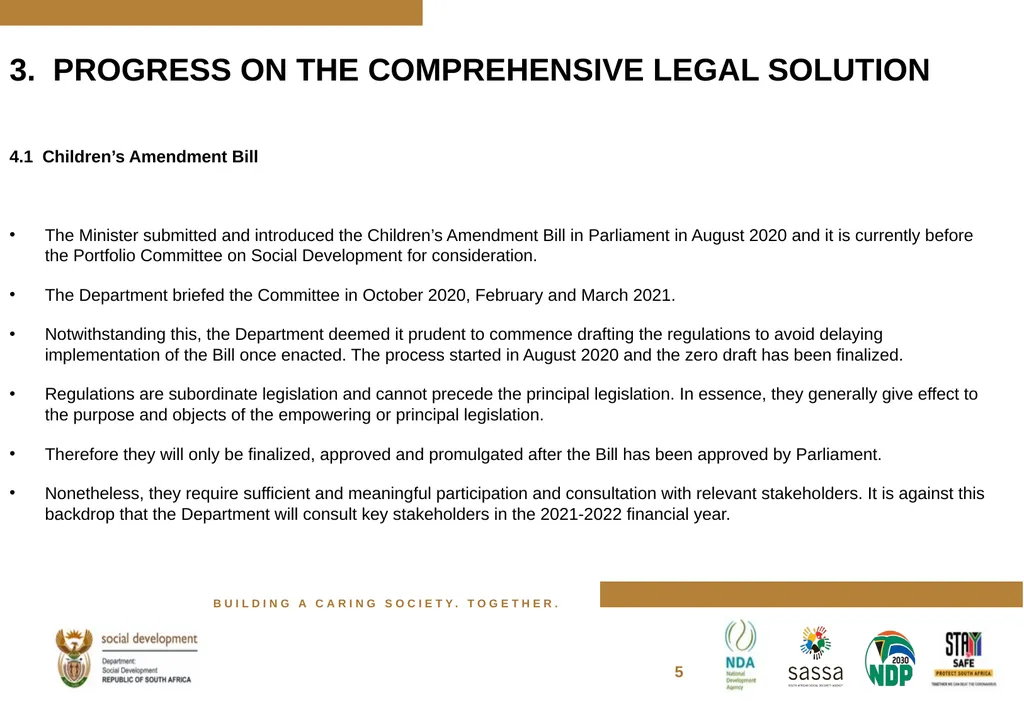 FOSTER CARE PROGRESS REPORT ON THE IMPLEMENTATION - slide 6 of 77