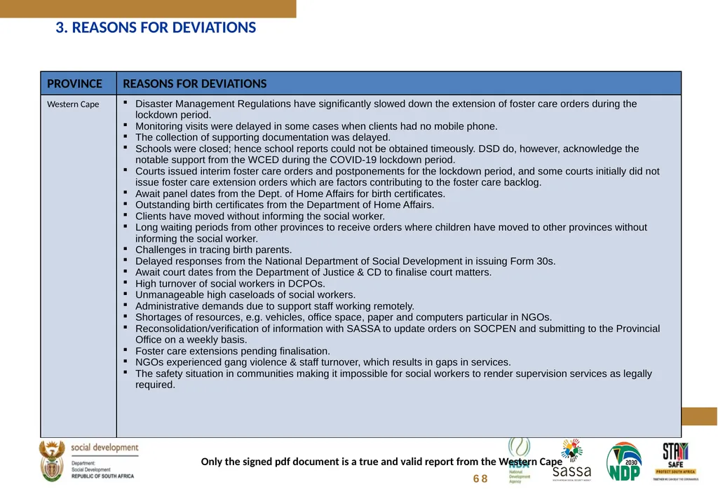 FOSTER CARE PROGRESS REPORT ON THE IMPLEMENTATION - slide 62 of 77