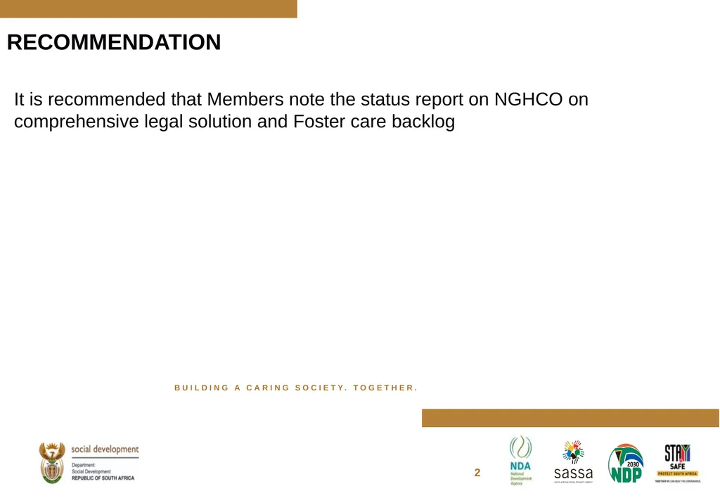 FOSTER CARE PROGRESS REPORT ON THE IMPLEMENTATION - slide 77 of 77
