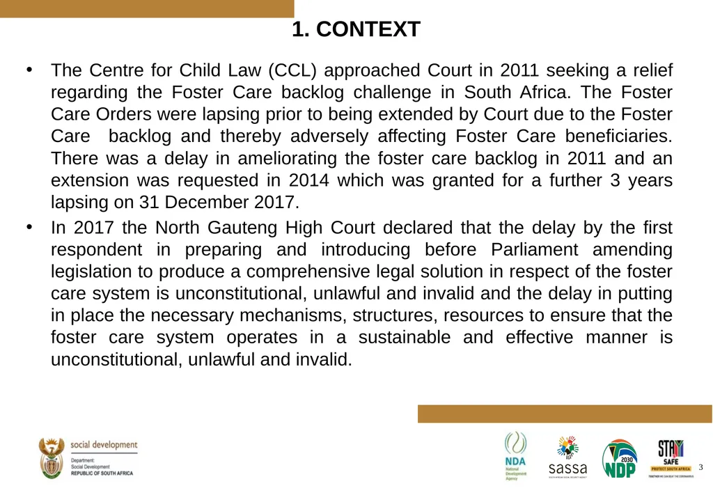 PROGRESS MADE TO MEET THE NORTH GAUTENG HIGH COURT - slide 3 of 72