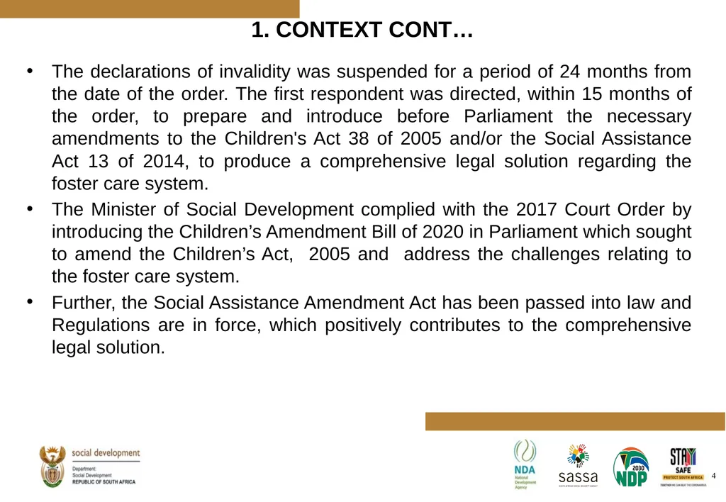 PROGRESS MADE TO MEET THE NORTH GAUTENG HIGH COURT - slide 4 of 72