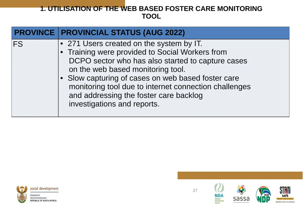 PROGRESS MADE TO MEET THE NORTH GAUTENG HIGH COURT - slide 27 of 72