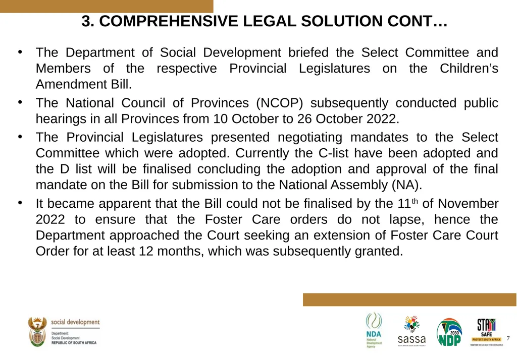PROGRESS MADE TO MEET THE NORTH GAUTENG HIGH COURT - slide 7 of 72