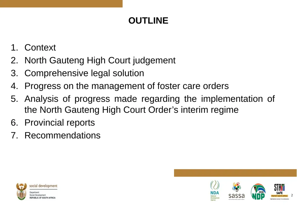 PROGRESS MADE TO MEET THE NORTH GAUTENG HIGH COURT - slide 2 of 72