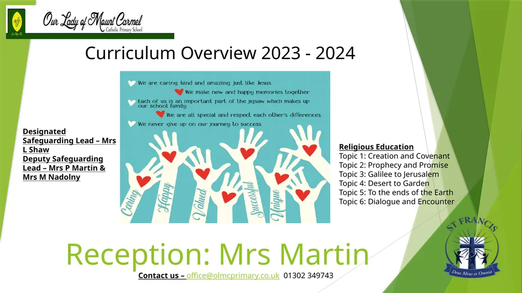 Reception: Mrs Martin Curriculum Overview 2023 - - slide 1 of 7