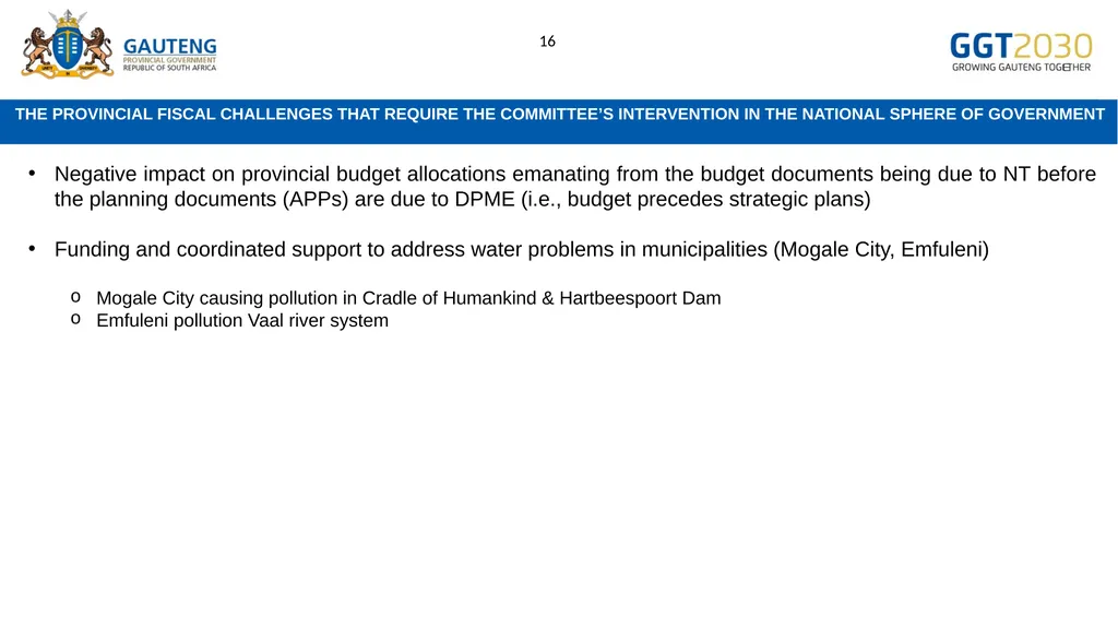 GAUTENG PROVINCIAL GOVERNMENT 2025/26 FINANCE - slide 16 of 17