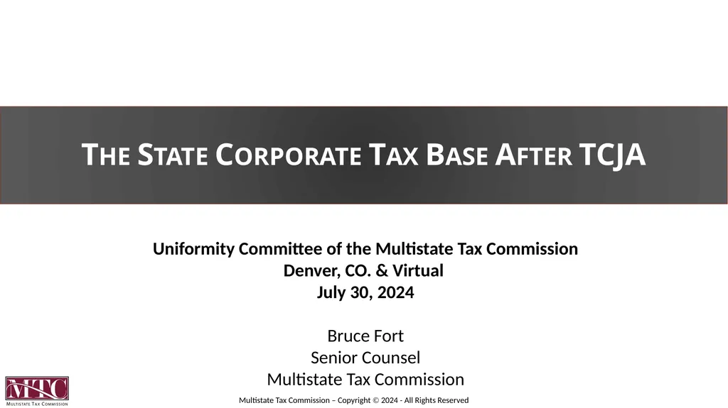 The State Corporate Tax Base After TCJA Uniformity