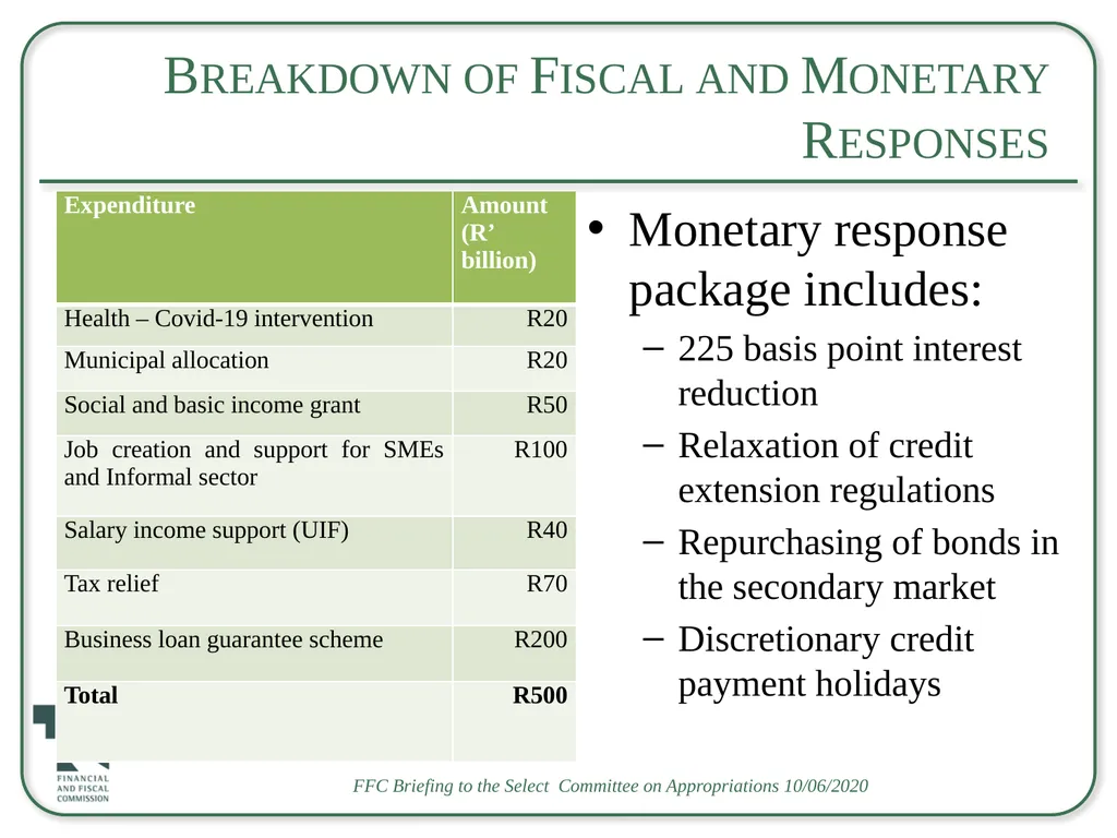 Briefing to the Select Committee on Appropriations - slide 17 of 33