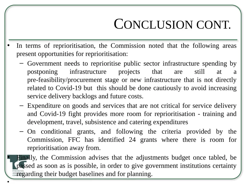 Briefing to the Select Committee on Appropriations - slide 32 of 33