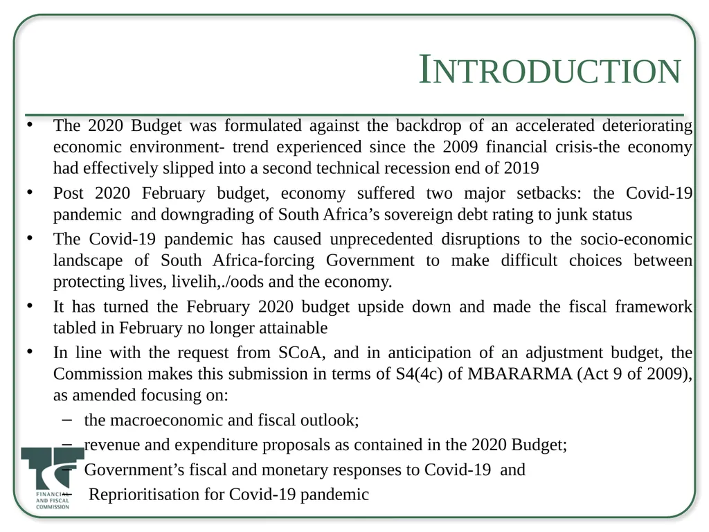 Briefing to the Select Committee on Appropriations - slide 2 of 33