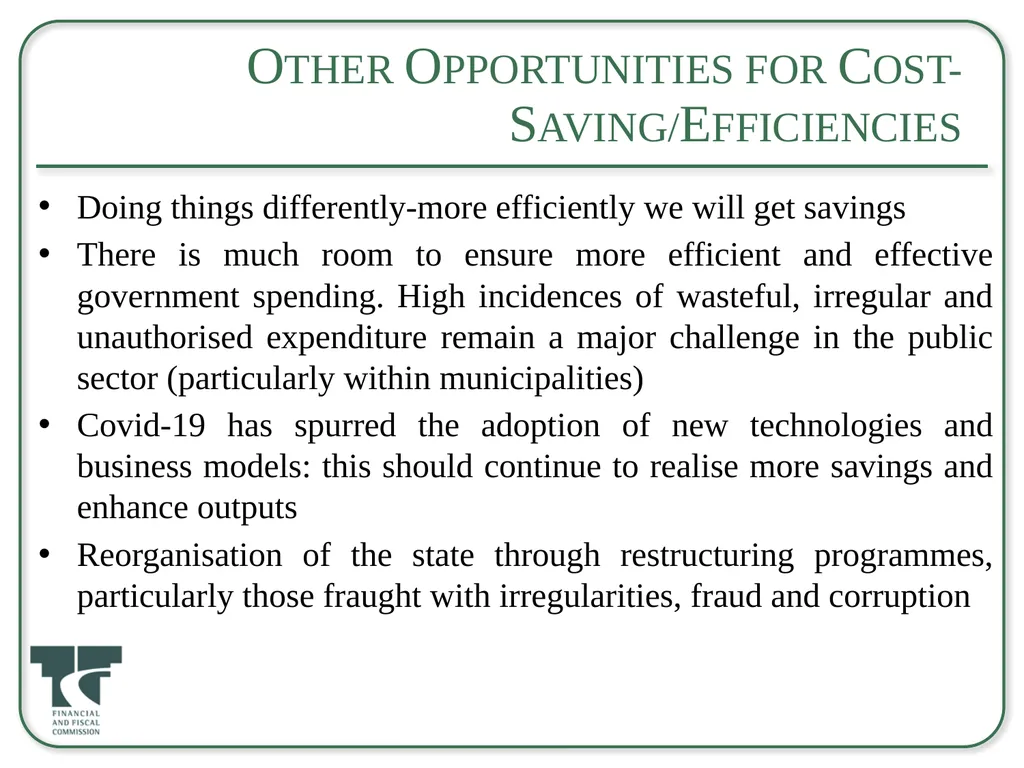 Briefing to the Select Committee on Appropriations - slide 29 of 33