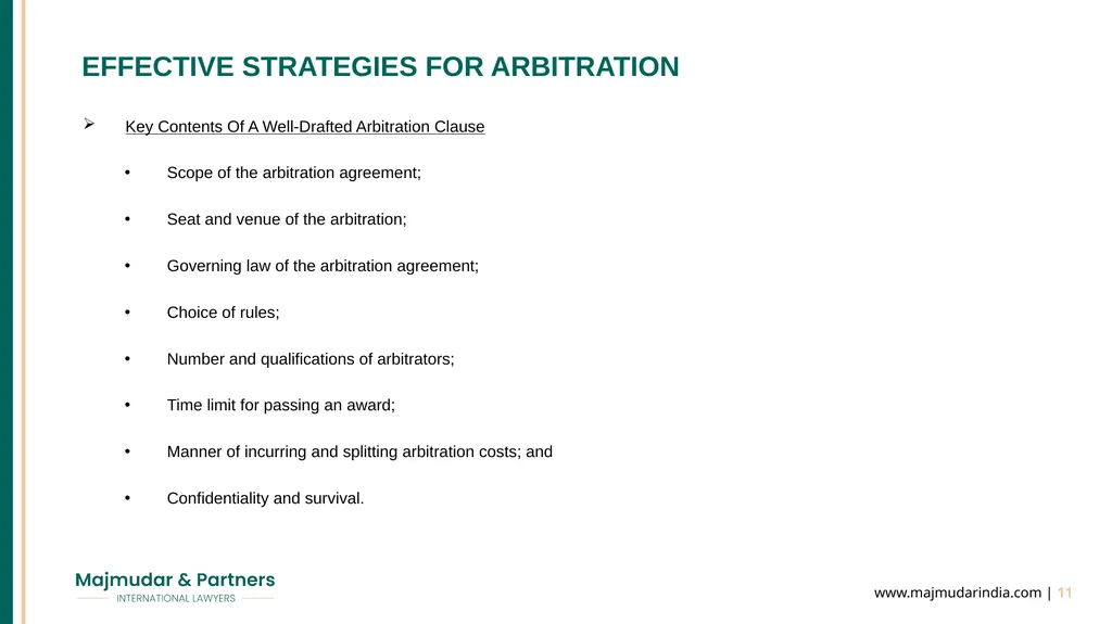 MANAGING DISPUTES IN INDIA - EFFECTIVE STRATEGIES - slide 11 of 22