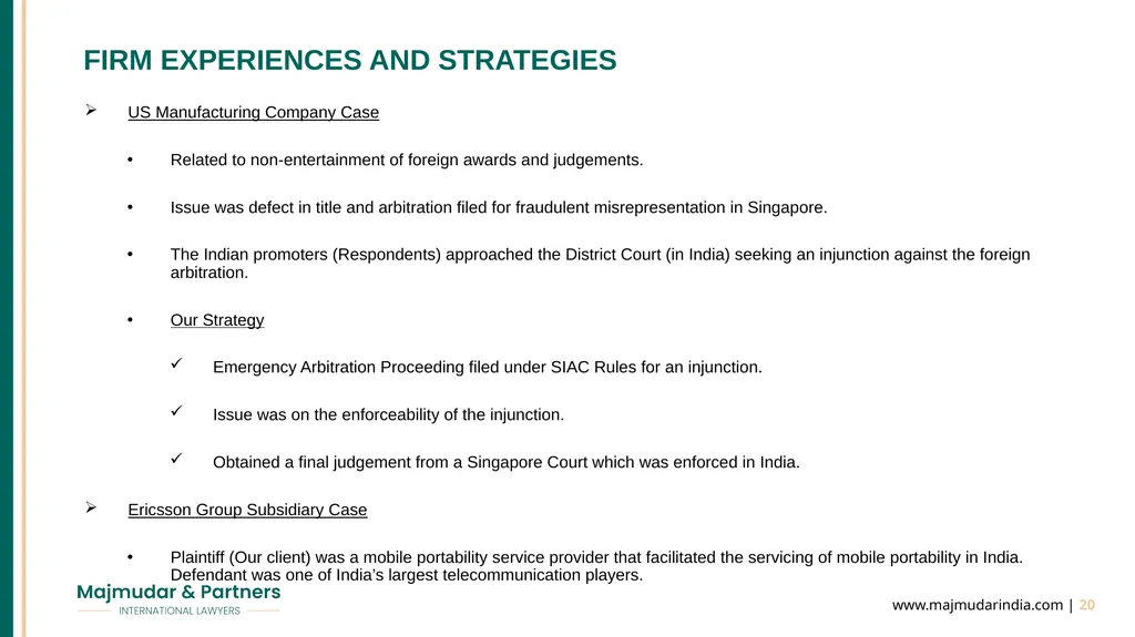 MANAGING DISPUTES IN INDIA - EFFECTIVE STRATEGIES - slide 20 of 22