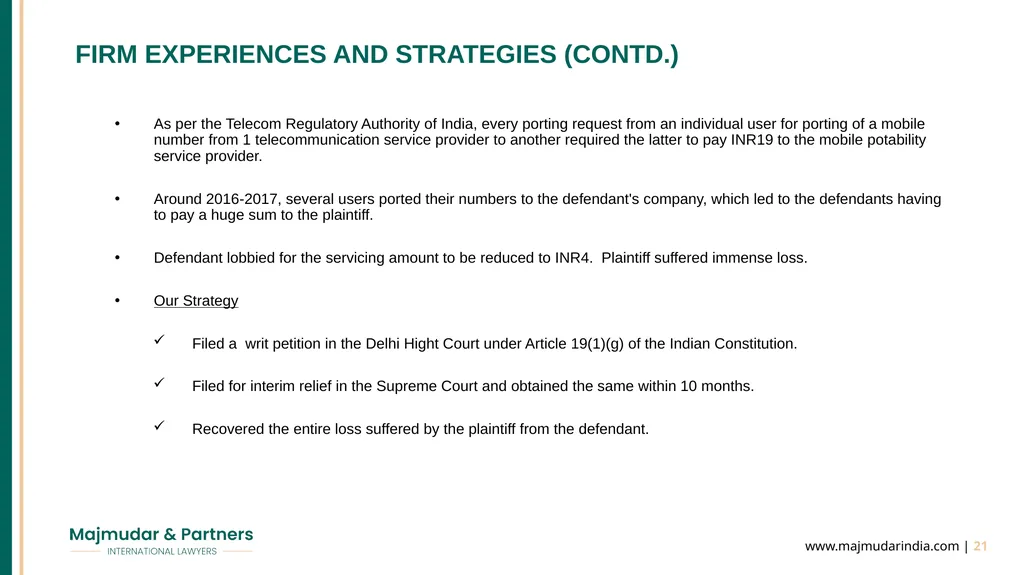 MANAGING DISPUTES IN INDIA - EFFECTIVE STRATEGIES - slide 21 of 22