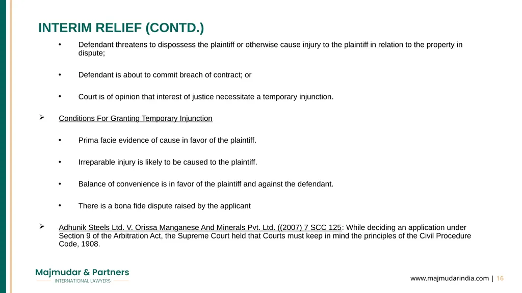 MANAGING DISPUTES IN INDIA - EFFECTIVE STRATEGIES - slide 16 of 22