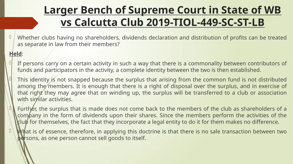 Calcutta Club case - GST implications & Important - slide 4 of 65