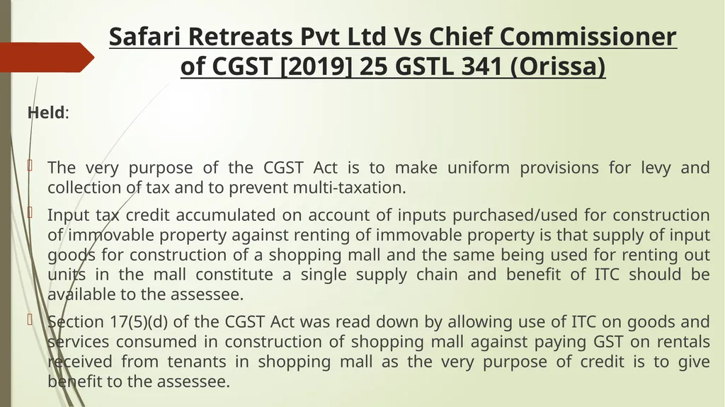 Calcutta Club case - GST implications & Important - slide 35 of 65