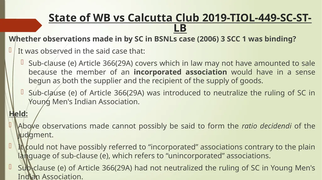 Calcutta Club case - GST implications & Important - slide 10 of 65