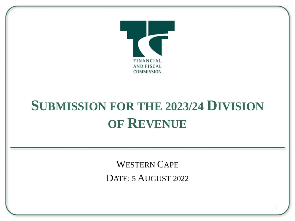 Submission for the 2023/24 Division of Revenue