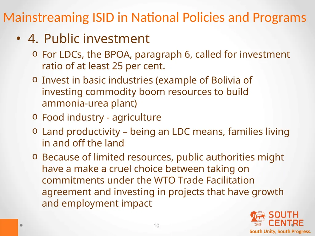 South Unity, South Progress. Mainstreaming - slide 10 of 14