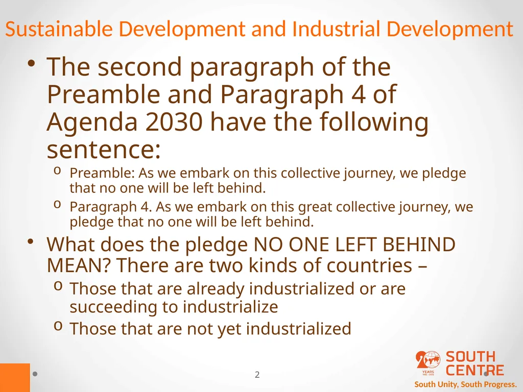 South Unity, South Progress. Mainstreaming - slide 2 of 14