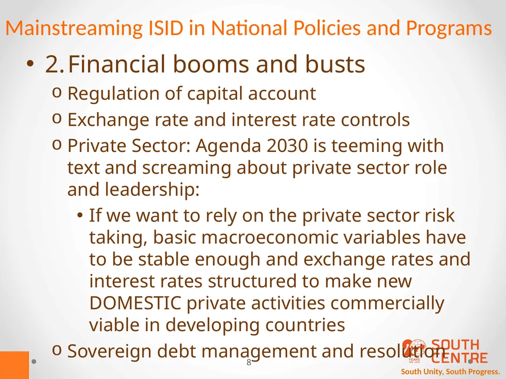 South Unity, South Progress. Mainstreaming - slide 8 of 14