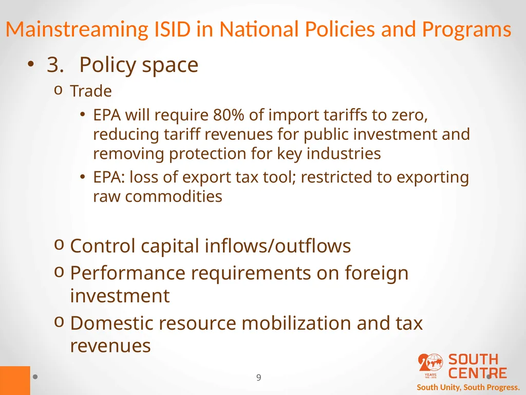 South Unity, South Progress. Mainstreaming - slide 9 of 14