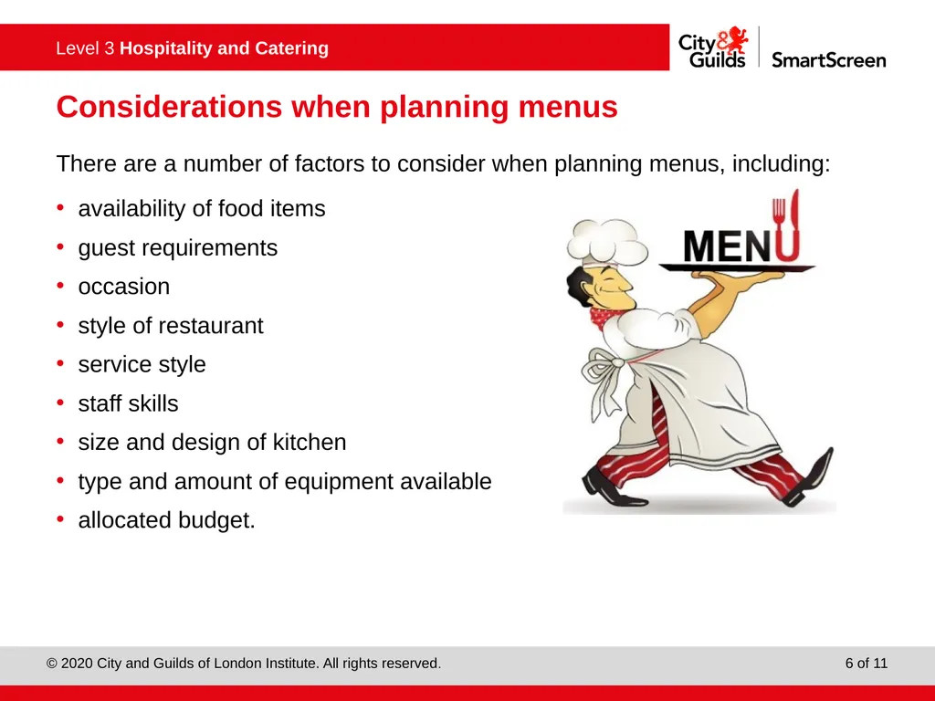PowerPoint presentation Planning menus to meet - slide 6 of 9