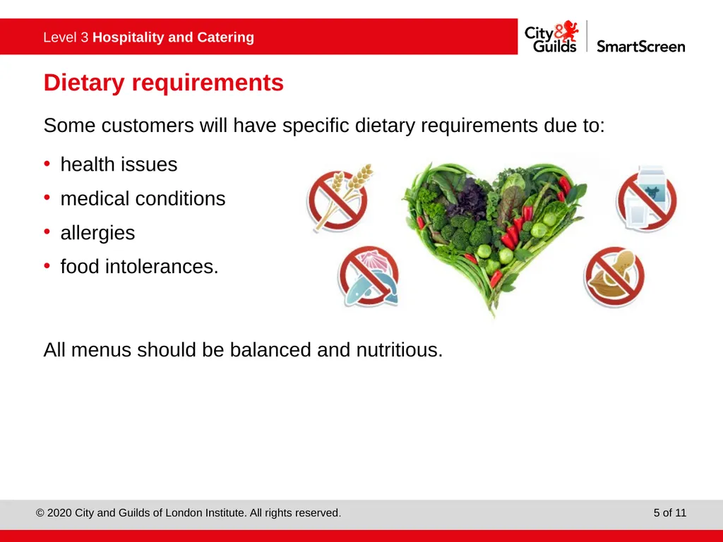 PowerPoint presentation Planning menus to meet - slide 5 of 9