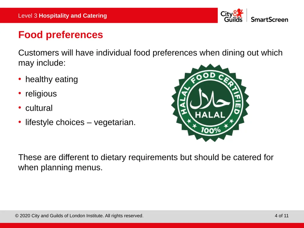 PowerPoint presentation Planning menus to meet - slide 4 of 9