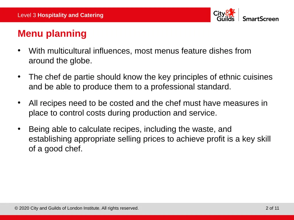 PowerPoint presentation Planning menus to meet - slide 2 of 9