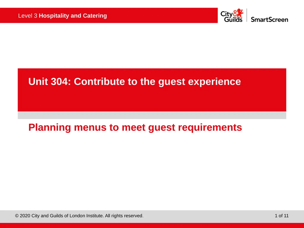 PowerPoint presentation Planning menus to meet