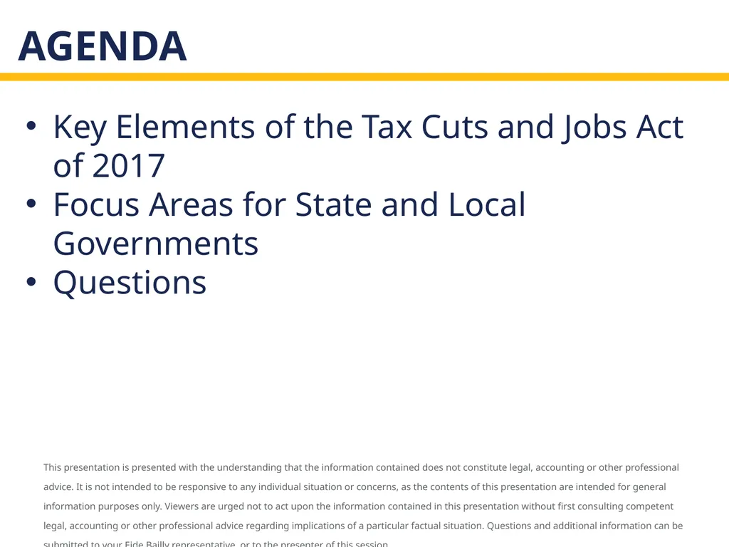 The new tax act and state and local governments - slide 2 of 28