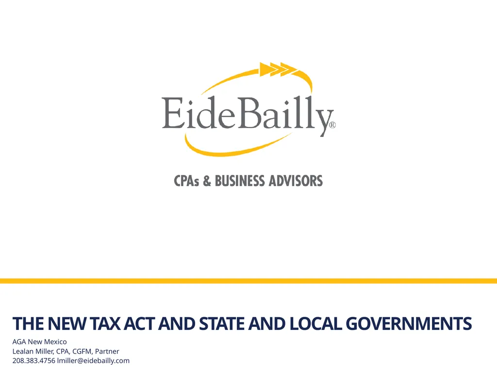 The new tax act and state and local governments